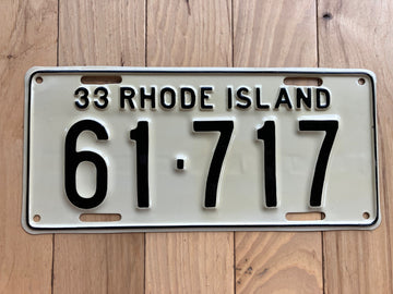 1933 Front Repainted Rhode Island License Plate
