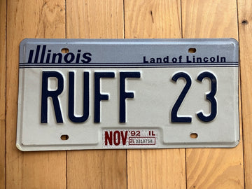 1992 Illinois Vanity License Plate - RUFF 23