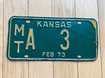 1973 Kansas License Plate - Low Number