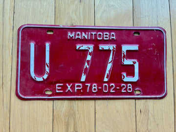 1978 Manitoba U Drive License Plate