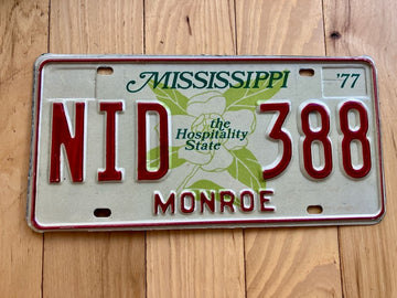 1977 Mississippi Monroe County License Plate