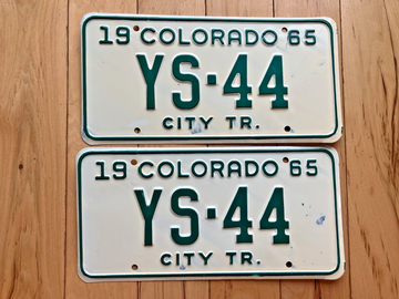 Pair of 1965 Colorado City Tractor License Plates