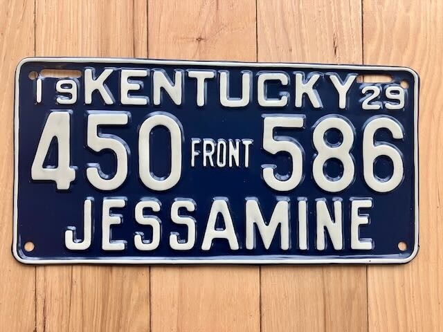 1929 Kentucky Jessamine County License Plate - Nice Repaint