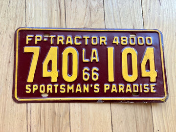 1966 Louisiana Tractor License Plate