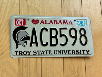 2006 Alabama Troy State University License Plate