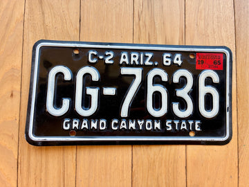 1964 1965 Arizona Commercial Truck License Plate - MVD YOM Clear