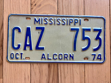 1974 Mississippi Alcorn County License Plate
