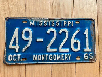 1965 Mississippi Montgomery County License Plate