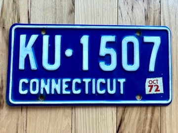 1972 Connecticut License Plate