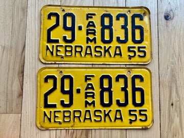 Pair of 1955 Nebraska Farm License Plates