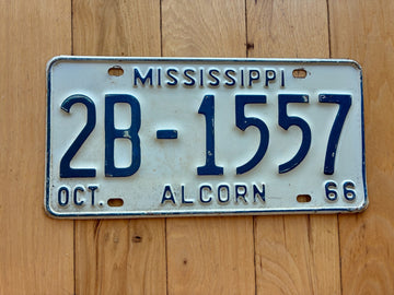 1966 Mississippi Alcorn County License Plate