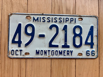 1966 Mississippi Montgomery County License Plate