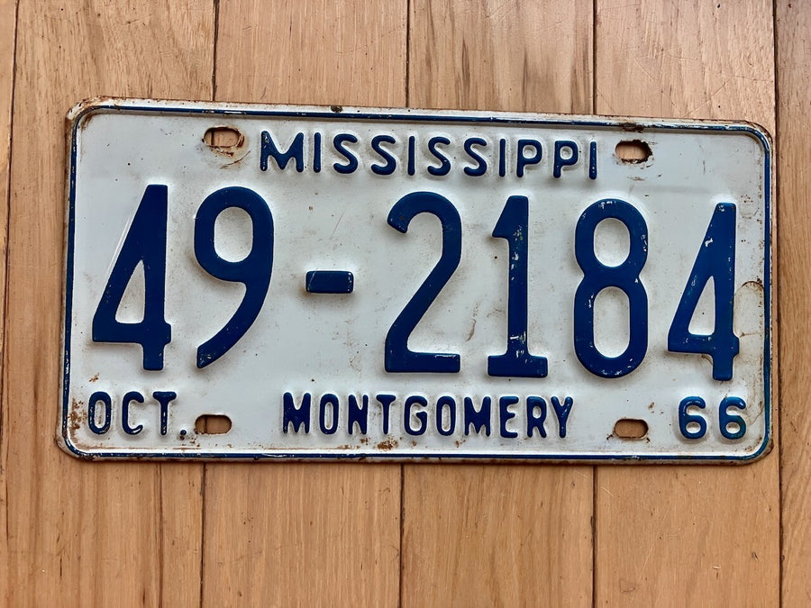 1966 Mississippi Montgomery County License Plate
