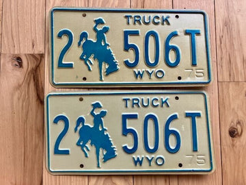 Pair of 1975 Wyoming Truck License Plates