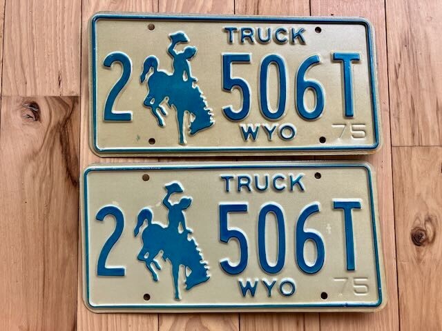 Pair of 1975 Wyoming Truck License Plates