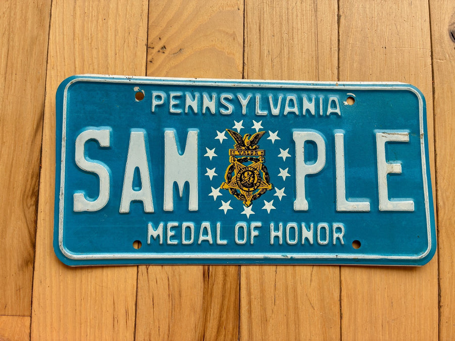Pennsylvania Medal Of Honor Sample License Plate - 1990s?