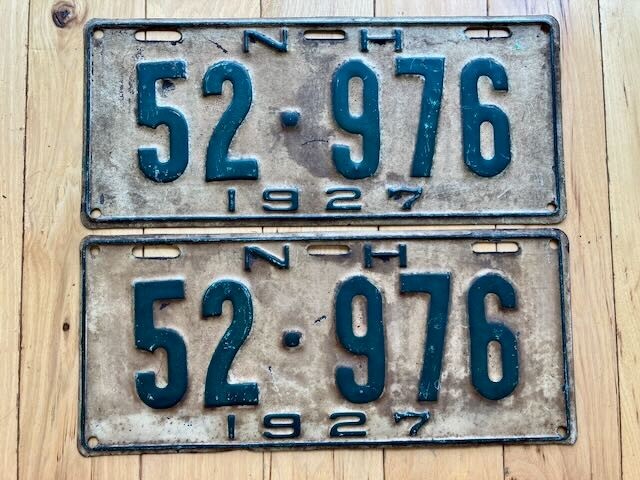 1927 New Hampshire License Plate Pair