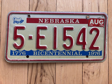 1976 Nebraska Bicentennial License Plate W/ 1984 Tab