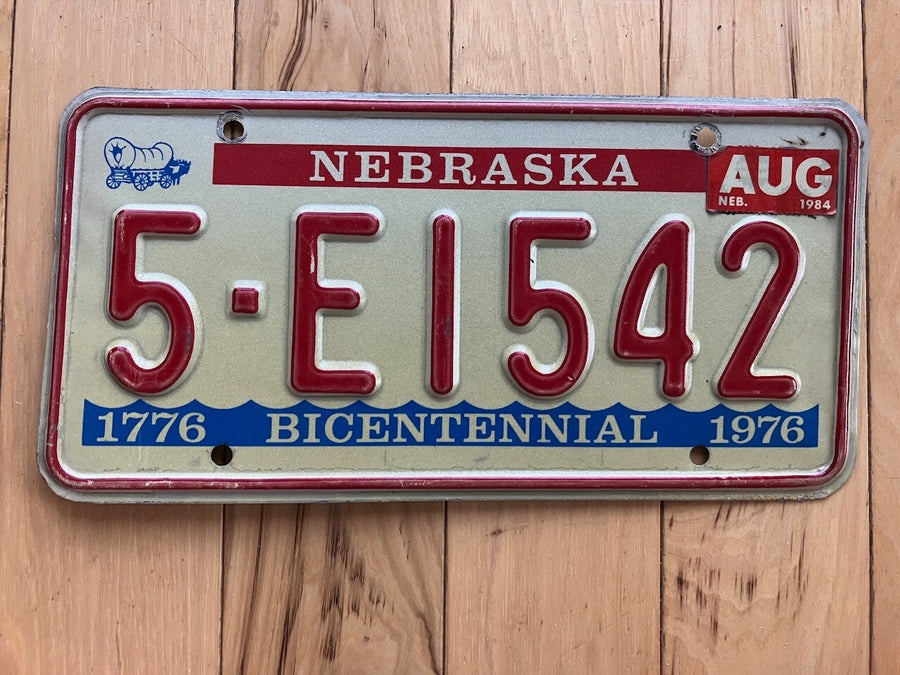 1976 Nebraska Bicentennial License Plate W/ 1984 Tab