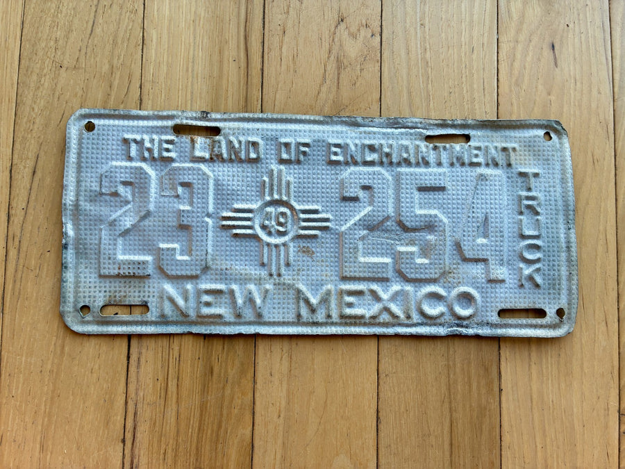 1949 New Mexico Truck License Plate - Waffle Type