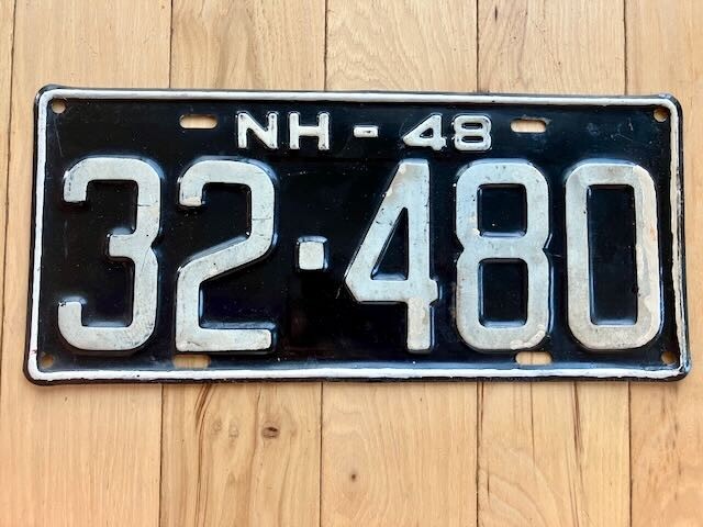 1948 New Hampshire License Plate - Some Touch Up Paint