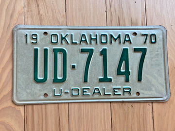 1970 Oklahoma U-Dealer License Plate