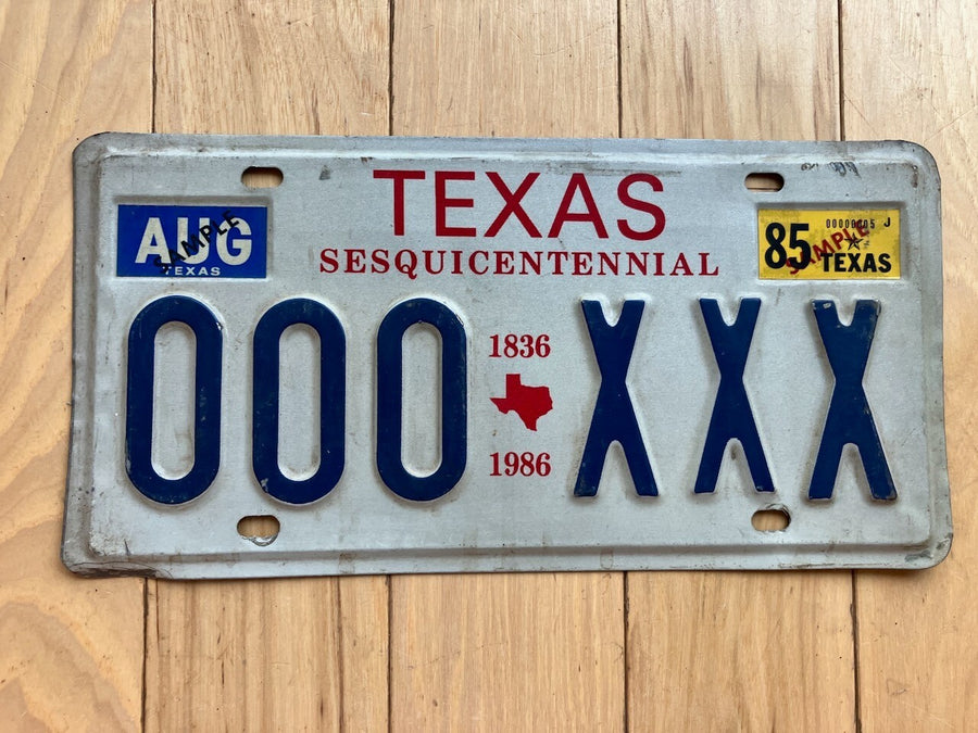 1985 Texas Sample License Plate