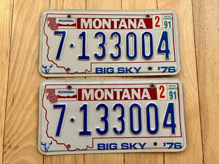 Pair of 1976 Montana License Plates W/ 1991 Tabs