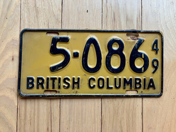1949 British Columbia License Plate