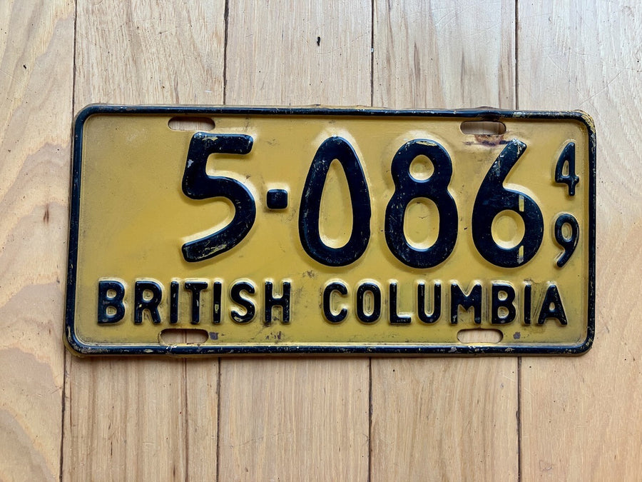 1949 British Columbia License Plate