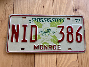 1977 Mississippi Monroe County License Plate