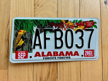 2003 Alabama Forests Forever Woodpecker License Plate