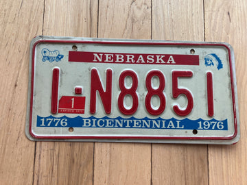 1976 Nebraska License Plate W/ 1977 Tab