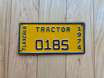1974 Tlaxcala Mexico Tractor License Plate