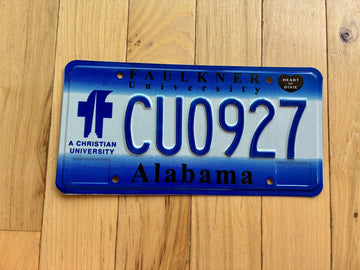 2001 Alabama Faulkner University License Plate
