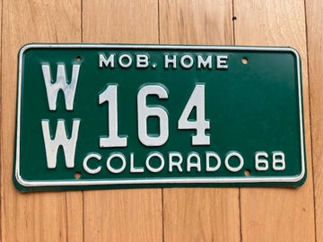 1968 Colorado Mobile Home License Plate