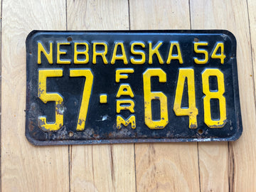 1954 Nebraska Farm License Plate