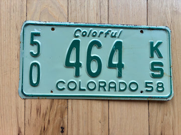 1958 Colorado Truck License Plate