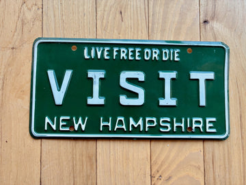 1970s New Hampshire License Plate - Visit