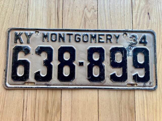 1934 Kentucky Montgomery County License Plate