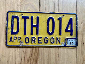 1993 Oregon License Plate