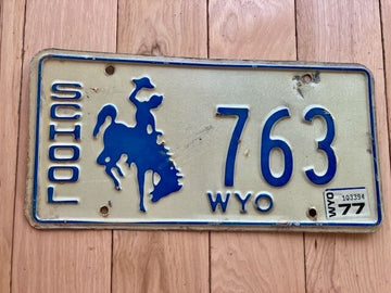 1977 Wyoming School License Plate