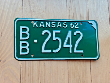 1962 Kansas License Plate