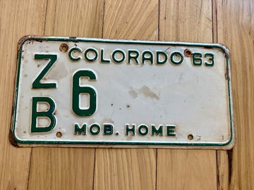1963 Colorado Mobile Home License Plate - Low Number