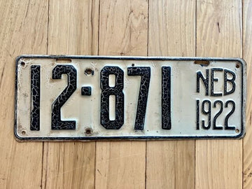 1922 Nebraska License Plate
