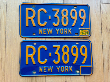 Pair of 1973 New York License Plates