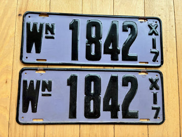 1917 Pair of Repainted Washington State License Plates