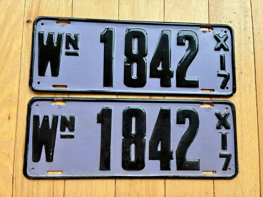 1917 Pair of Repainted Washington State License Plates