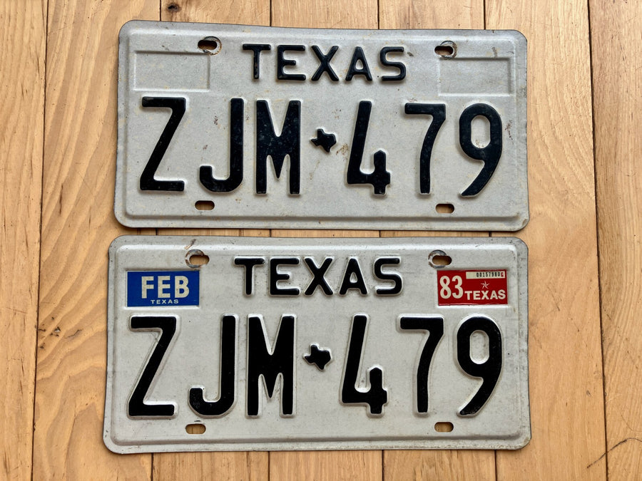 Pair of 1983 Texas License Plates
