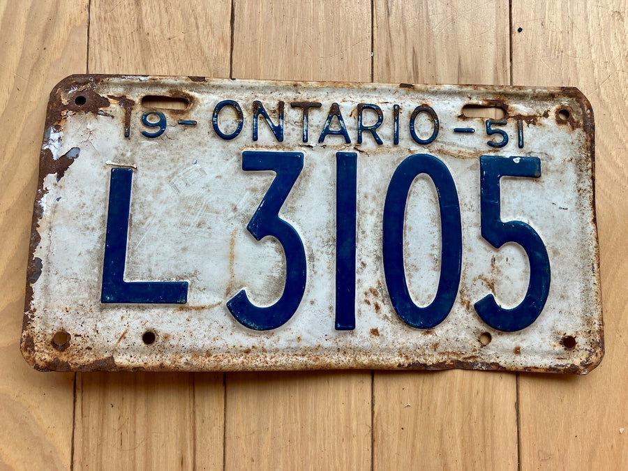 1951 Ontario License Plate